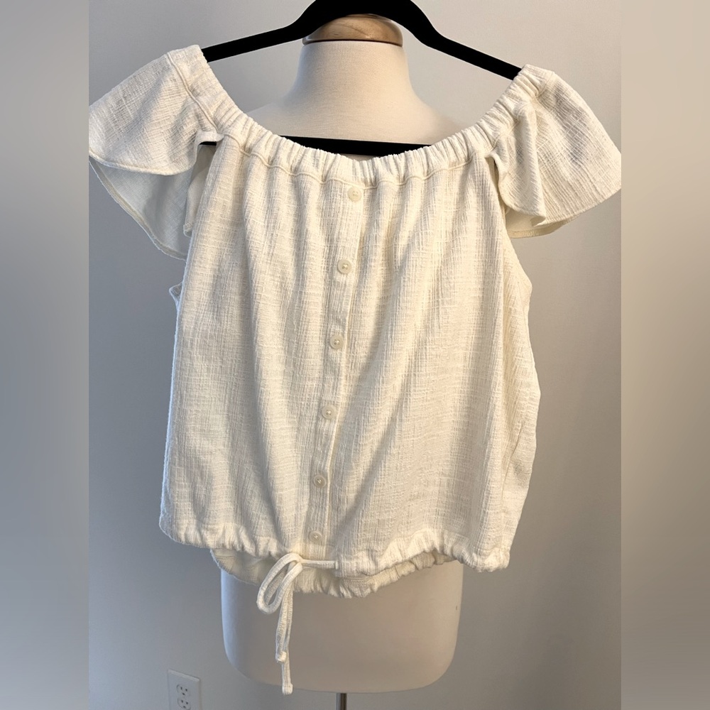 Madewell Top With Flutter Sleeves. Size L - image 1
